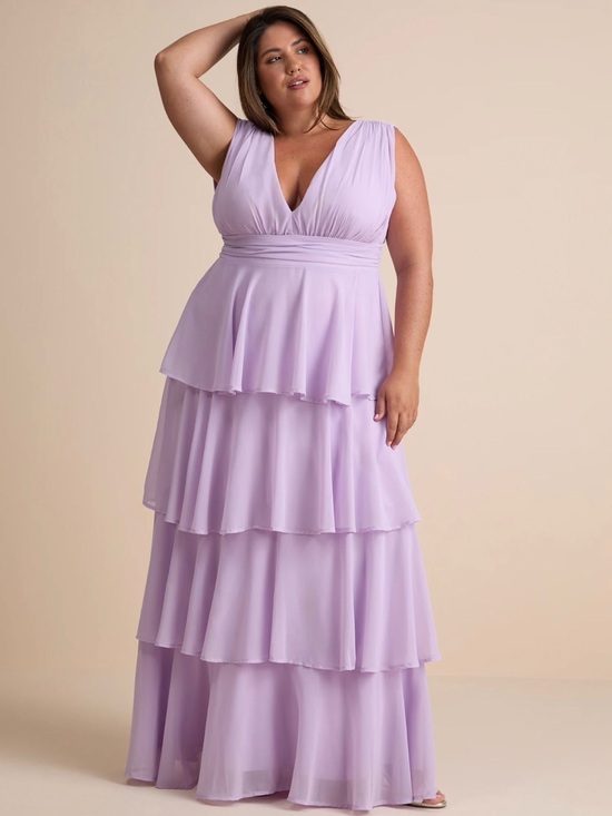 Lulus Dresses & Skirts - Lulus Lavender Pastel Purple Tiered Maxi Dress 1X NWT Evening Gown Wedding Guest